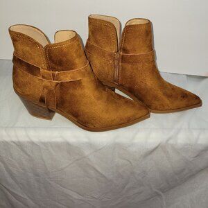 Brown Suede Ankle Boots with Pointed Toe Size 8.5 -Never Worn New!